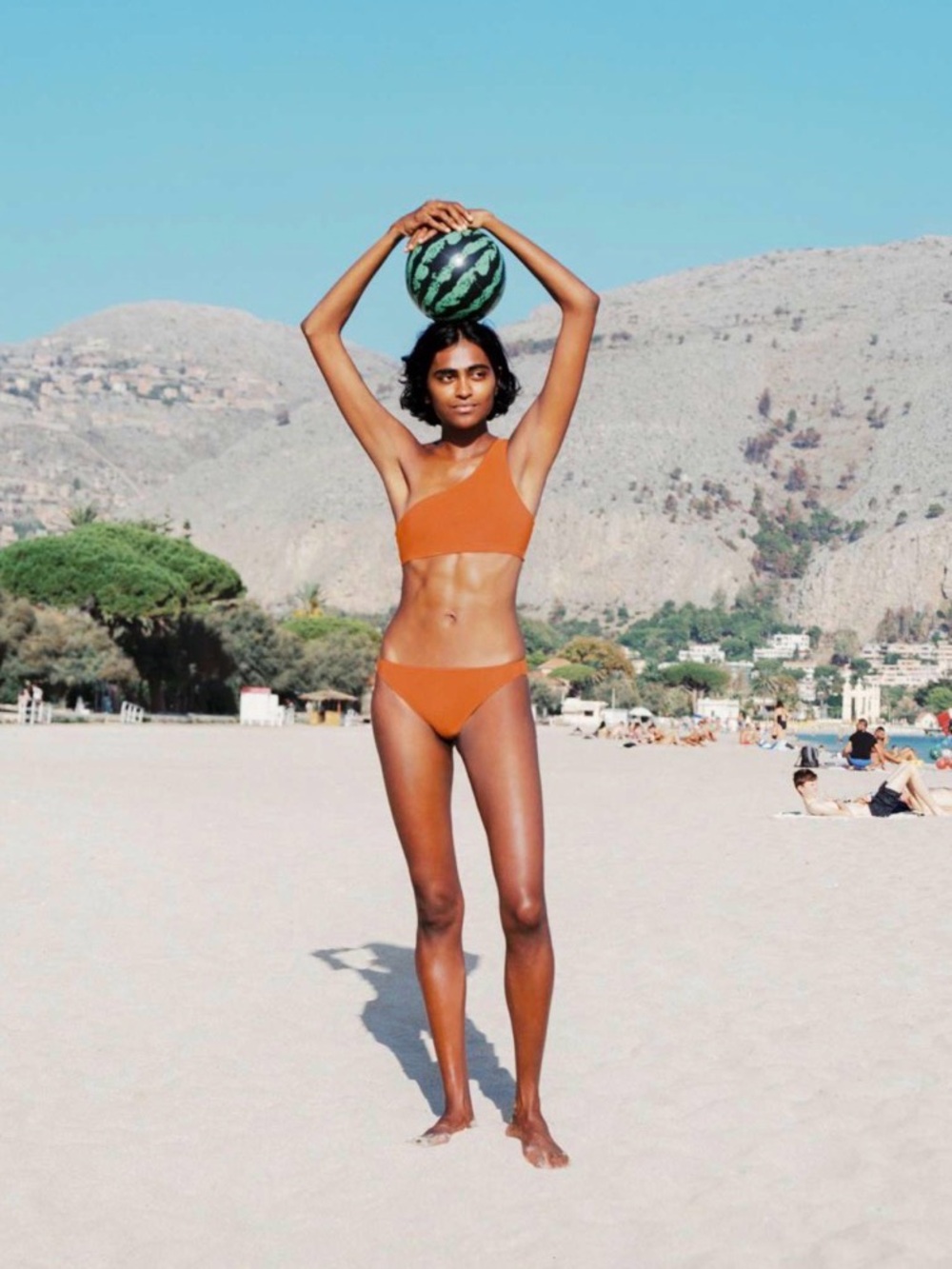 Lido Trentadue Asymmetric One-Shoulder Bikini Set in Burnt Orange